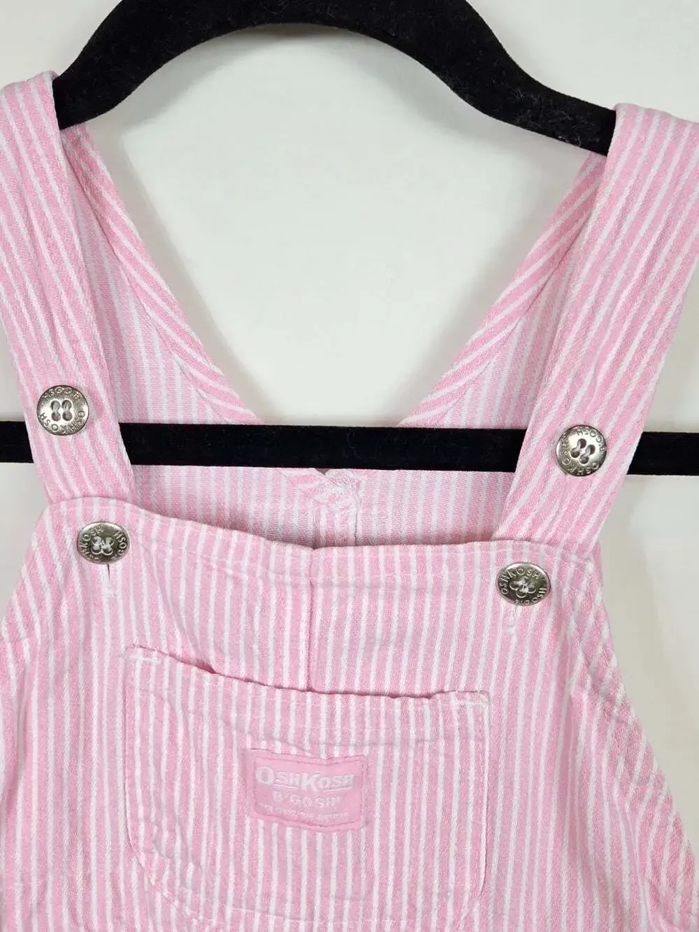 Vintage OshKosh B’Gosh Pink Stripe Overalls 18M Girls Cotton Railroad